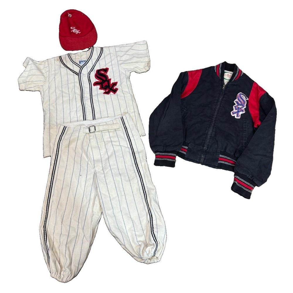Vintage 1950's Chicago White Sox Youth Baseball Jersey Uniform Jacket Hat MLB M